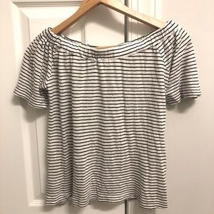 VESTIQUE STRIPED OFF THE SHOULDER TOP WOMENS XS